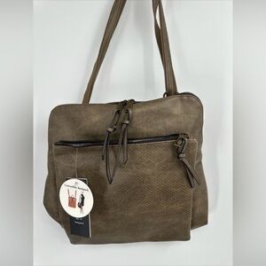 NWT Le Miel Convertible Backpack Vegan Leather Purse Olive Green Brand New